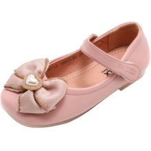 天美意（TEENMIX）童鞋女童皮鞋2023年秋季蝴蝶结公主鞋中大童软底单鞋 粉色 26（适合脚长159mm）