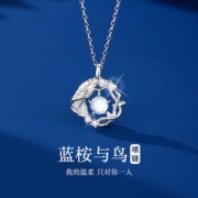 春浅 38妇女节礼物银项链女神节送女友首饰品女士锁骨链轻奢小众吊坠 XL246蓝桉与鸟项链+玫瑰礼盒