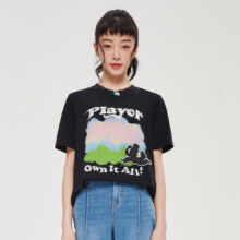 乐町 大图案夏季款短袖T恤女 C1DAC310189