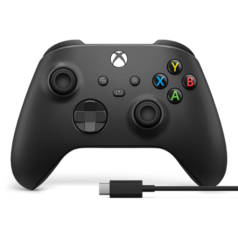 PLUS会员：微软 Xbox游戏手柄 磨砂黑+USB-C线缆