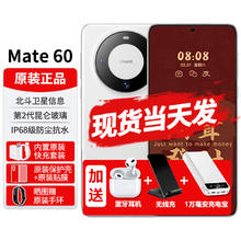 HUAWEI 华为 Mate60新品手机双向北斗卫星消息NFC红外曲面屏红外遥控遥遥领先 白沙银12G+1TB 官方标配