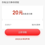 京东金融 惊喜福利 领随机白条支付券