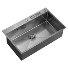 箭牌（ARROW） 厨房卫浴手工纳米水槽加厚304不锈钢一体水槽洗菜盆大单槽 C款无沥水篮75*45带黑龙头