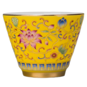 容山堂京韵珐琅彩描金陶瓷套装大小号景德镇功夫茶具 帝皇茶杯-斗笠杯