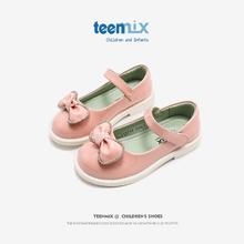 TEENMIX 天美意 女童皮鞋秋季蝴蝶结儿童公主鞋亮面演出单鞋