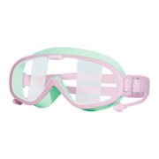 ESCATCH儿童泳镜2023新款男女童防水防雾高清游泳眼镜大框潜水镜游泳装备 粉绿色 平光