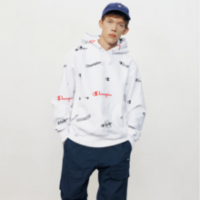 Champion 冠军 Life系列 男士刺绣满印LOGO连帽长袖卫衣