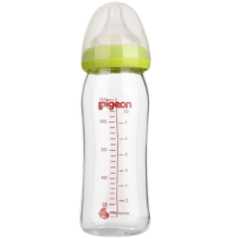 贝亲（Pigeon）宽口径奶瓶 玻璃材质婴儿奶瓶 新生儿宝宝奶壶 240ml绿色L号奶嘴（6个月以上）