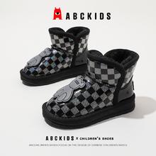ABCKIDS 儿童雪地靴2023冬季新款男童黑色保暖大棉靴女童加绒棉鞋
