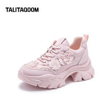 Talitaqoom 人鱼蕾丝系列2024年春季新款酸性花朵透气厚底老爹鞋女