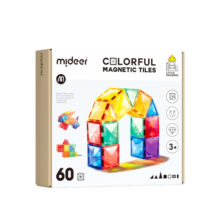 弥鹿（MiDeer）儿童玩具钻面彩窗磁力片插磁铁玩具60片彩窗磁力片+收纳袋