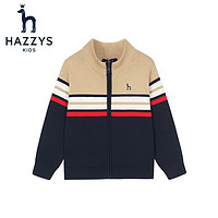 HAZZYS 哈吉斯 儿童撞条开衫线衣 藏蓝