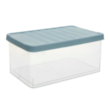 禧天龙（Citylong）收纳盒桌面带盖塑料杂物零食化妆品盒子长方形收纳筐储物盒整理箱 石青盖透明盒3个装