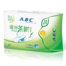 ABC 澳洲茶树卫生巾日用240mm32片超薄280mm夜用女420mm超长姨妈巾
