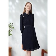 YINER 音儿 Goodland女装春季压褶款衬衫钉珠木耳花边设计感连衣裙