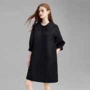 她池 娃娃领连衣裙2024春装新款女装时尚简约宽松遮肉显瘦短款裙子