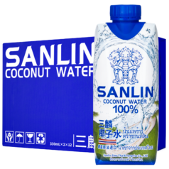 再降价、PLUS会员、京东百亿补贴：SANLIN 三麟 泰国进口 100%椰子水 330ml*24瓶 整箱