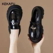 KEKAFU 珂卡芙 厚底乐福鞋2024新款春季小皮鞋增高英伦风单鞋JK鞋子一脚蹬