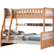 京东京造儿童床 AA级榉木加高护栏天然木蜡油 实木上下床高低床BK01
