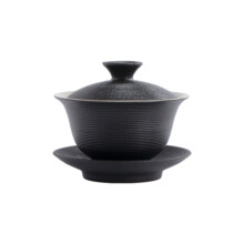 南山先生 黑陶盖碗单个三才盖碗家用手工大号盖碗茶杯手抓泡茶碗