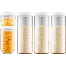 乐唯诗 猫爪玻璃储物罐创意厨房杂粮储物罐收纳罐坚果大容量零食罐 白色5件套小号*1+中号*1+大号*3