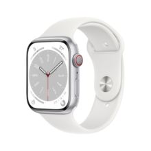Apple/苹果 Watch Series 8 智能手表GPS+蜂窝款45毫米银色铝金属表壳白色运动型表带 S8 MP4L3CH/A3049元 (月销1000+)