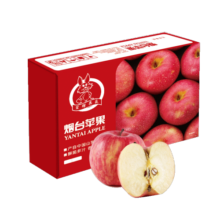 京鲜生 烟台红富士苹果净重2.5kg 果径80mm 单果190g起 水果礼盒
