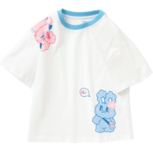 巴拉巴拉童装儿童短袖T恤夏装新款小童宝宝卡通印花女童上衣 本白10101 100cm79元