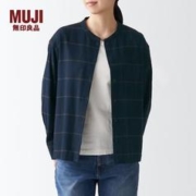 MUJI 無印良品 女式法兰绒 立领衬衫 格子洋气休闲简约
