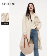 SEIFINI 诗凡黎 'SEIFINI）鸭绒翻领系带中长羽绒服2023冬新款3EA280451 米白 155/80A/S