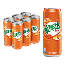 首购、Plus：百事可乐 美年达 Mirinda 橙味汽水 碳酸饮料 330ml*6听 细长罐