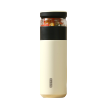 京东京造保温杯316L不锈钢茶水分离带滤网泡茶杯雅致白500ml