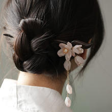 粉色桃花流苏木簪子发饰