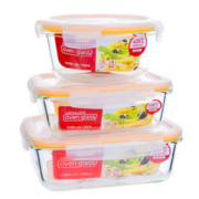 LOCK&LOCK 乐扣耐热玻璃保鲜盒大容量微波炉饭盒密封碗零食水果盒冰箱储物盒 650ML