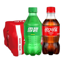 京东PLUS：可口可乐（Coca-Cola）迷你可乐汽水碳酸饮料瓶装小瓶可乐 300mL 24瓶 有糖可乐12雪碧12