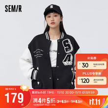 Semir 森马 外套女复古字母棒球服夹克秋款101123108014