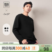HLA 海澜之家 长袖T恤男春季24新款轻商务时尚圆领打底衫男 黑色09 170/88A(M) 推荐63-68kg