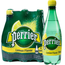 Perrier巴黎水(Perrier)法国原装进口气泡水柠檬味含气矿泉水500ml*6瓶