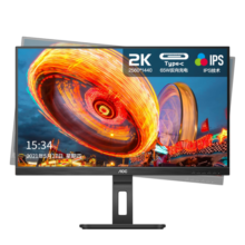 AOC电脑显示器 27英寸 2K高清 75Hz IPS Type-C 旋转升降 家用设计办公TUV低蓝光爱眼显示屏Q27P2C