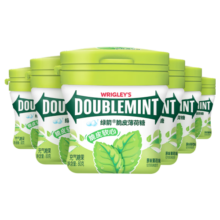 绿箭(DOUBLEMINT)薄荷糖脆皮软心糖原薄荷味80g*6瓶 糖果零食儿童零食