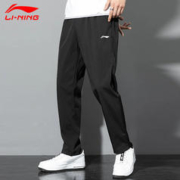 LI-NING 李宁 运动裤男 2024年春秋新款收口薄款长裤 黑色-直筒 L/175 建议(130-150斤)