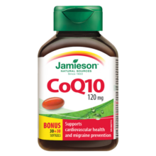 健美生Jamieson高纯度辅酶Q10胶囊 120mg/粒 60粒/瓶来源天然酵母 微生物发酵高纯度 零添加 含磷脂易吸收有效抵御自由基 为心脏添能 健康心肌 呵护心血管海外进口