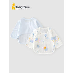 Tongtai 童泰 春夏季0-3个月新生婴儿宝宝衣服纯棉轻薄半背衣上衣2件装 蓝色 52cm