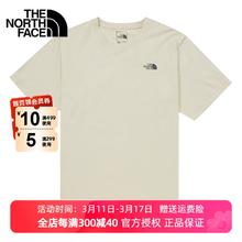 北面 官方情侣短袖男女同款户外运动服宽松圆领体恤卡其色休闲T恤