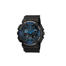 卡西欧（CASIO）G-SHOCK【王鹤棣同款】防水防震户外运动男士手表礼物送男友 GA-100-1A2 炫酷黑蓝