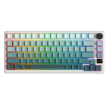 RKS75三模机械键盘2.4G蓝牙有线RGB全键无冲81键带旋钮0.66吋OLED屏热插拔轴Gasket结构湖光版云雾轴