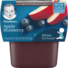 嘉宝Gerber婴幼儿辅食 苹果蓝莓泥 二段 6个月以上113g*2 美国进口