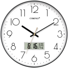 康巴丝（Compas）挂钟客厅时钟钟表挂墙自动对时电波钟 C6219AY钢琴黑 13.8英寸