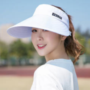 新款空顶帽时尚遮阳帽女夏天帽防晒帽 白檐白帽 可调节