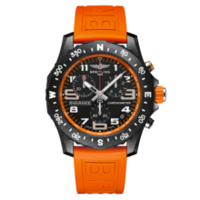 百年灵（BREITLING）ENDURANCE专业耐力运动防水男士手表44瑞士腕表 橙色橡胶表带